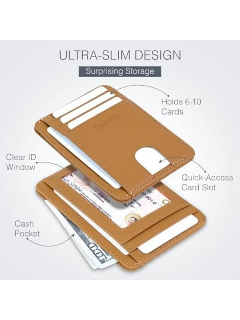 Slim Full Grain Leather Wallet - Minimalist Card Holder for Men & Women - Thin